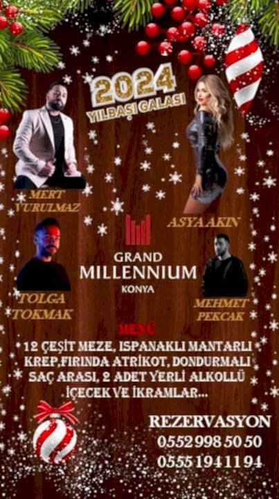 Unutulmaz şarkılarla unutulmaz bir yılbaşı Grand Millennium Konya'da